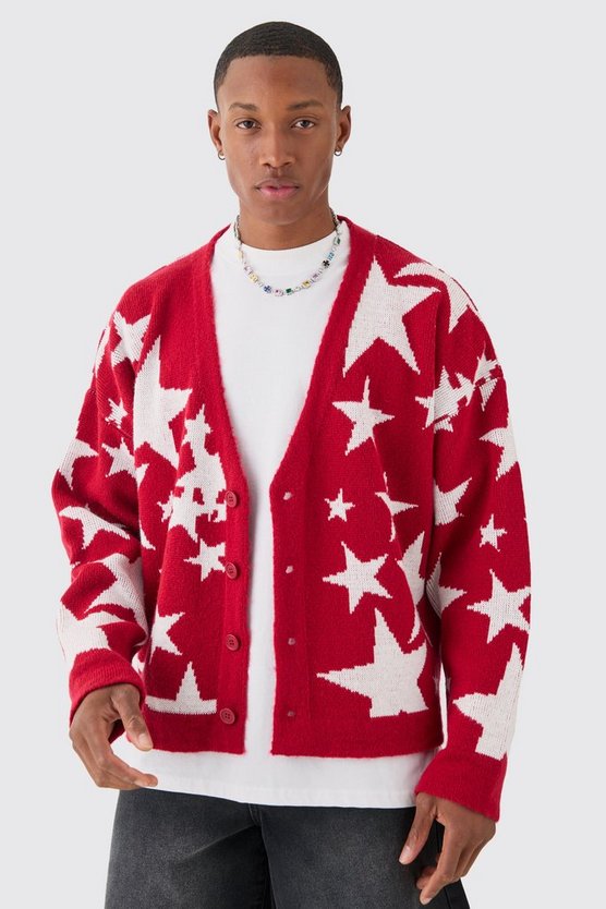 Kastiger Oversize Jacquard-Cardigan