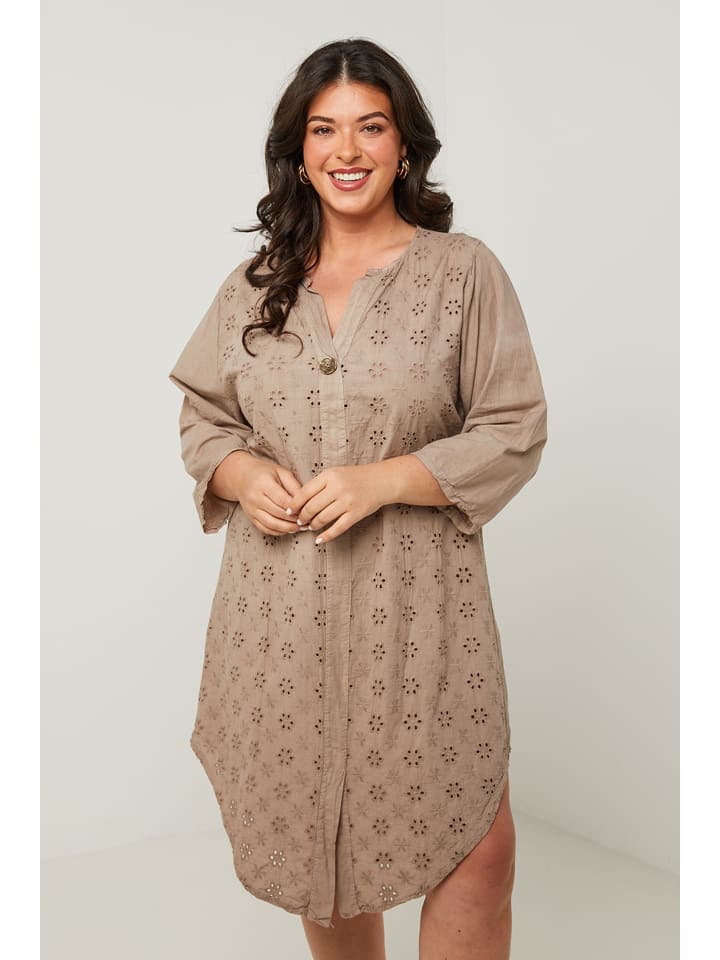 Curvy Lady Kleid in Taupe günstig kaufen
