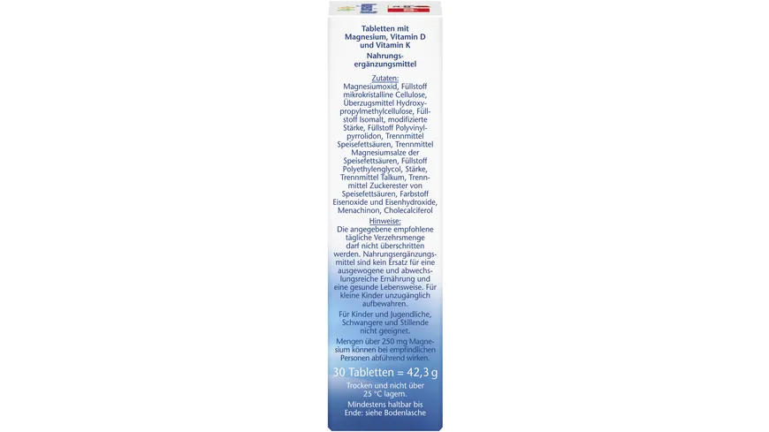 Doppelherz Magnesium 500 + D3 + K2 Depot 30 Tabletten