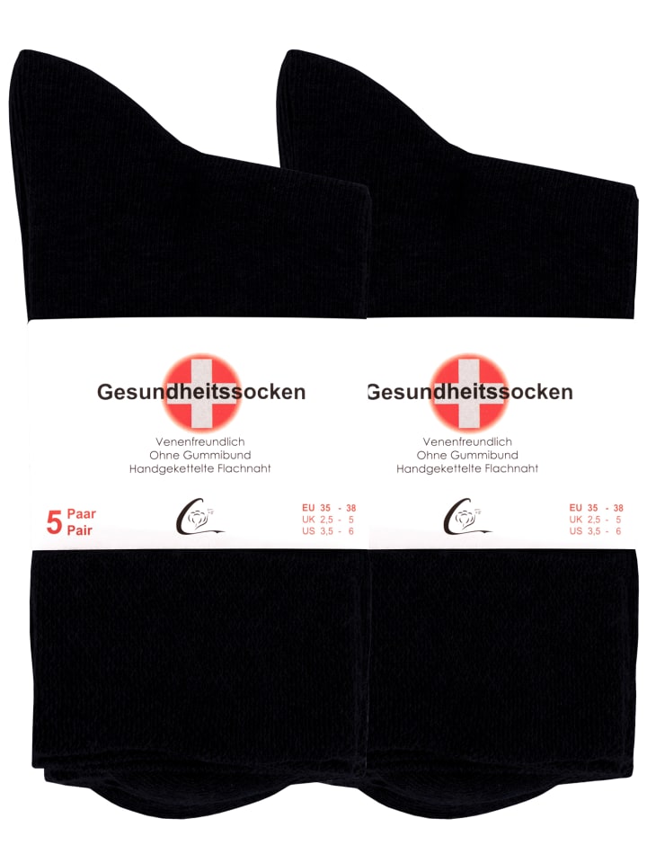 Cotton Prime® 10 Paar Komfortsocken ohne Bund Gesundheitssocken aus  Baumwolle in schwarz günstig kaufen
