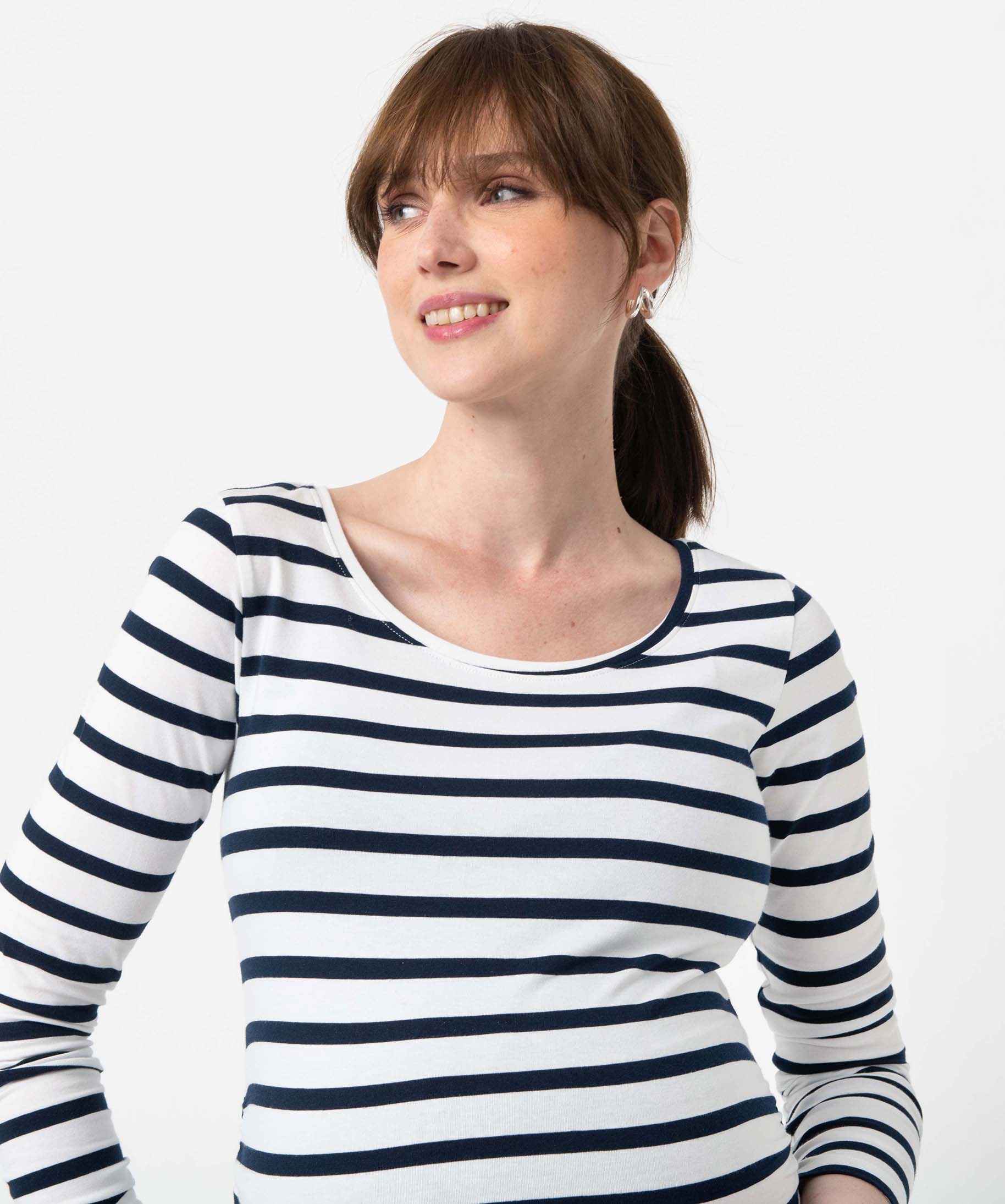 Tee-shirt de grossesse rayé à manches longues raye | GEMO