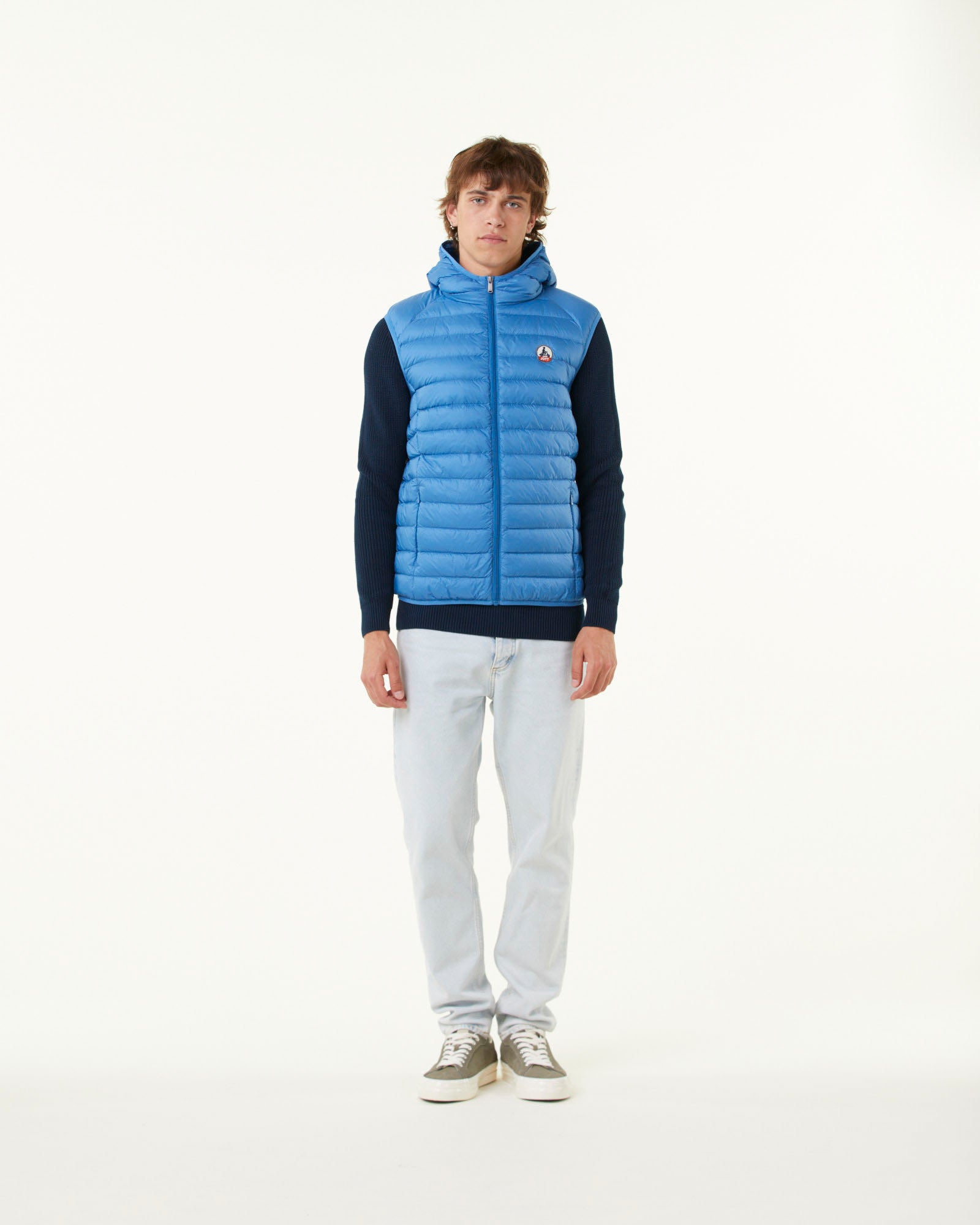 Doudoune sans manches à capuche Bleu denim Pat