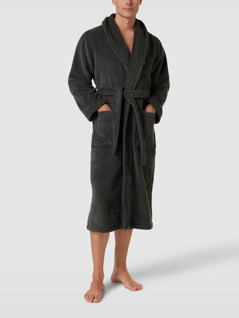 Bademantel mit Label-Stitching in dunkelgrau
