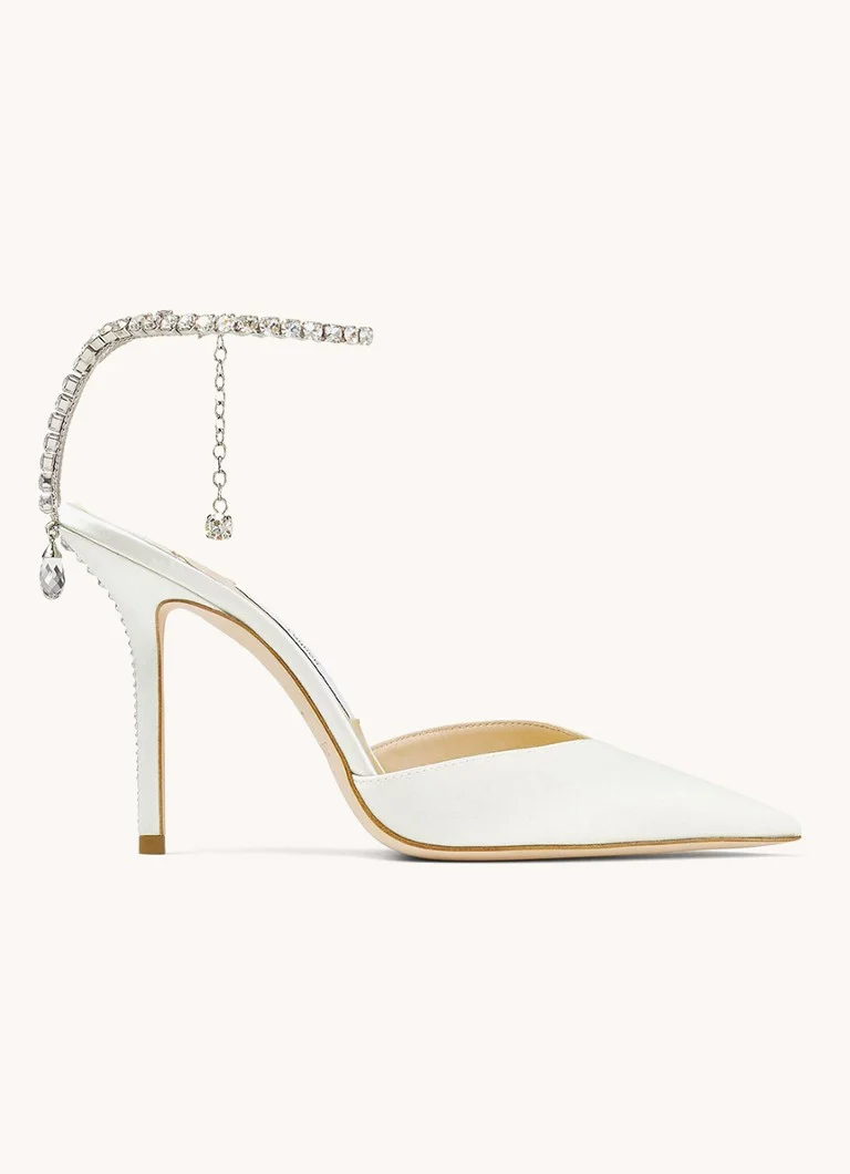Jimmy Choo SAEDA 100 SATIN W/ CRYSTA IVOR