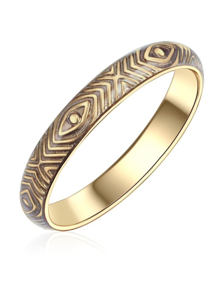 Glanzstücke München Ring Sterling Silber gelbgold Emaille schwarz in gelbgold günstig kaufen