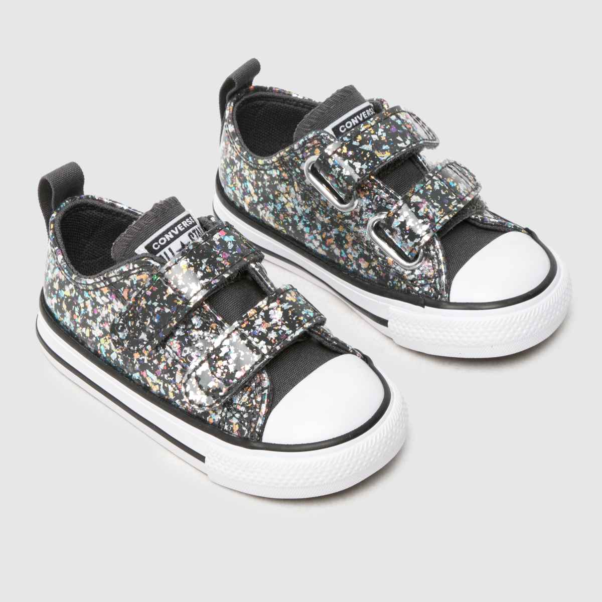 Converse svarta multifärgade All Star 2v glitter flickor småbarnssneakers