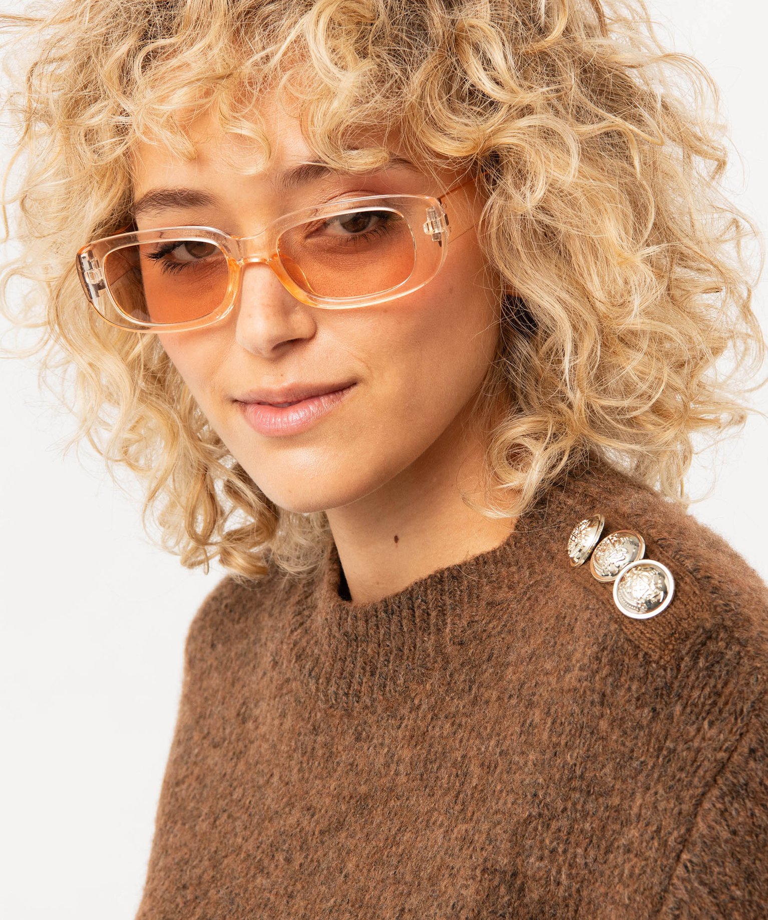 Pull à manches courtes en grosse maille femme marron | GEMO