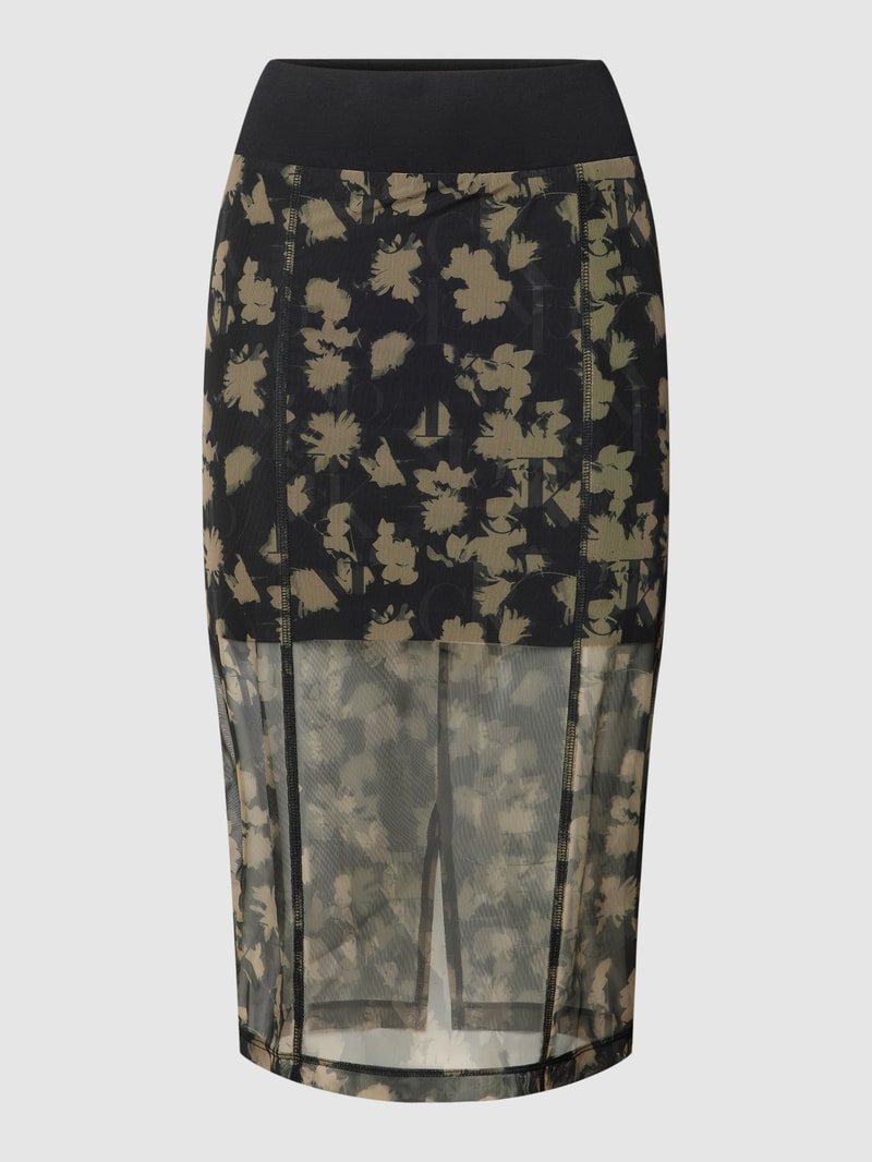 Rock mit Allover-Muster Modell 'FLORAL' in black