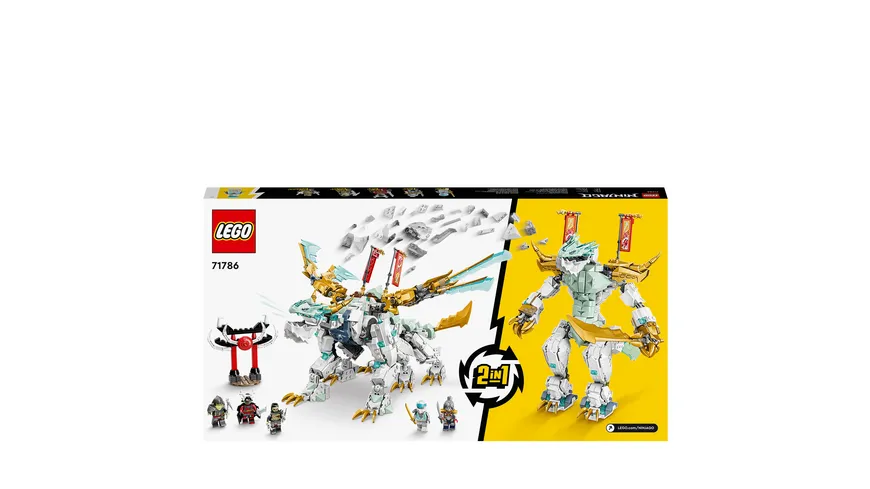 LEGO NINJAGO 71786 Zanes Eisdrache, 2in1 Spielzeug zum Bauen für Kinder