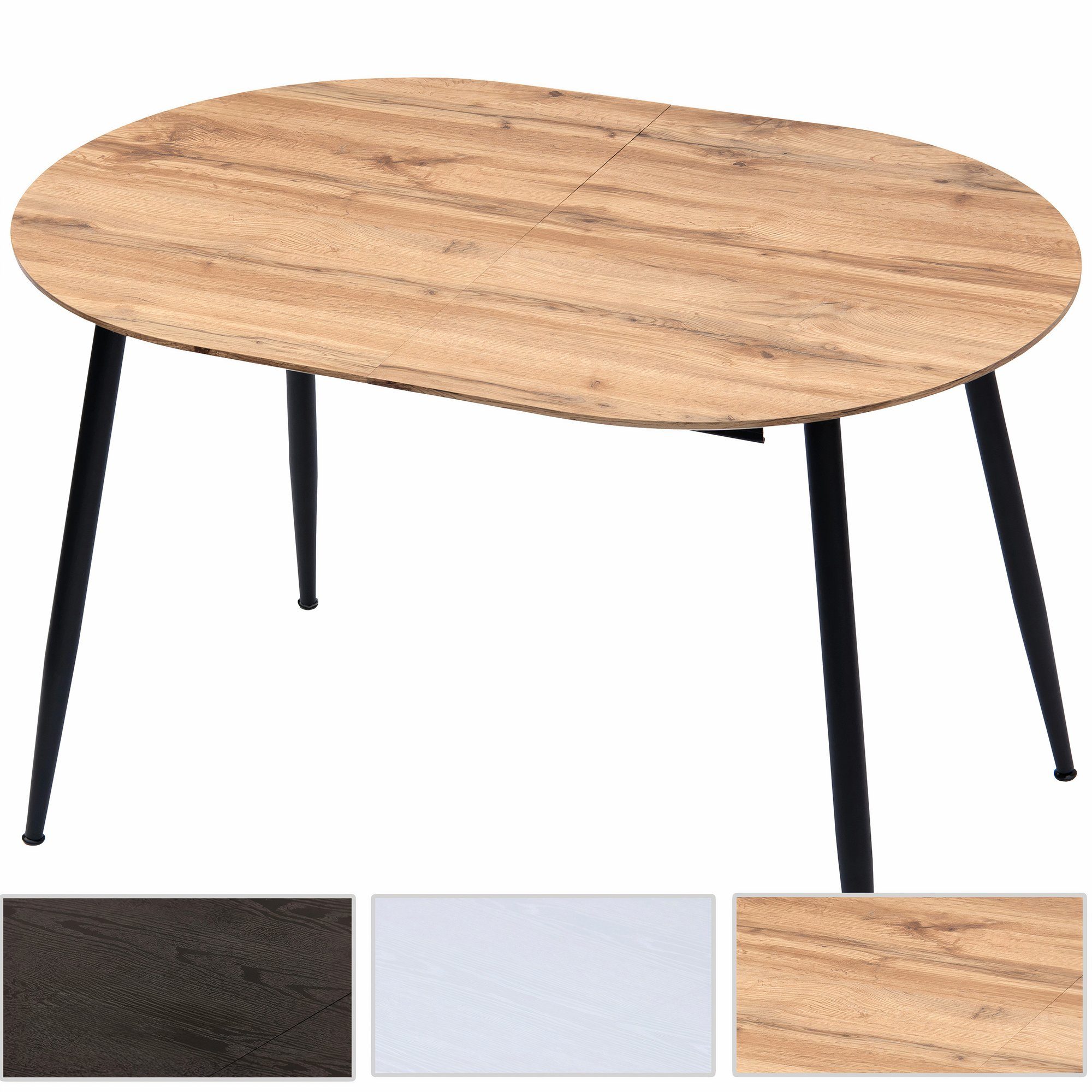 TRISENS Esstisch Rodrigo, Esstisch ausziehbar 120-150-180x80cm 4-10Pers. Ovaler Tisch Holz Optik
