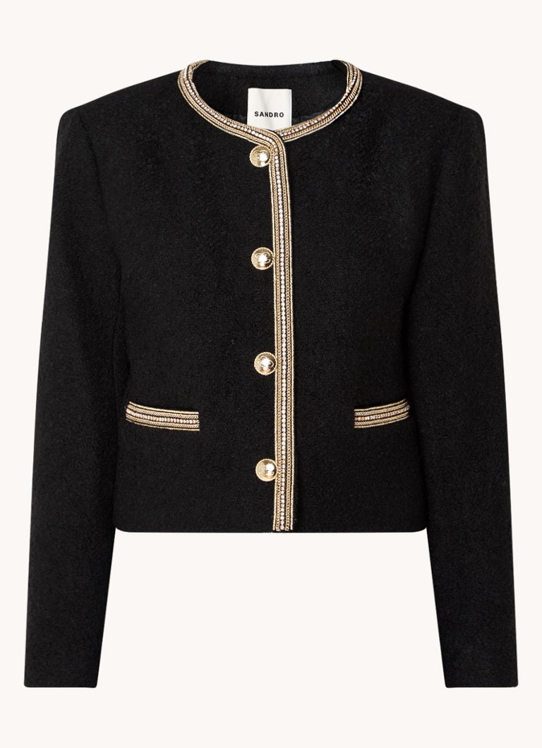 Blazer corto Sandro in misto lana impreziosito da strass