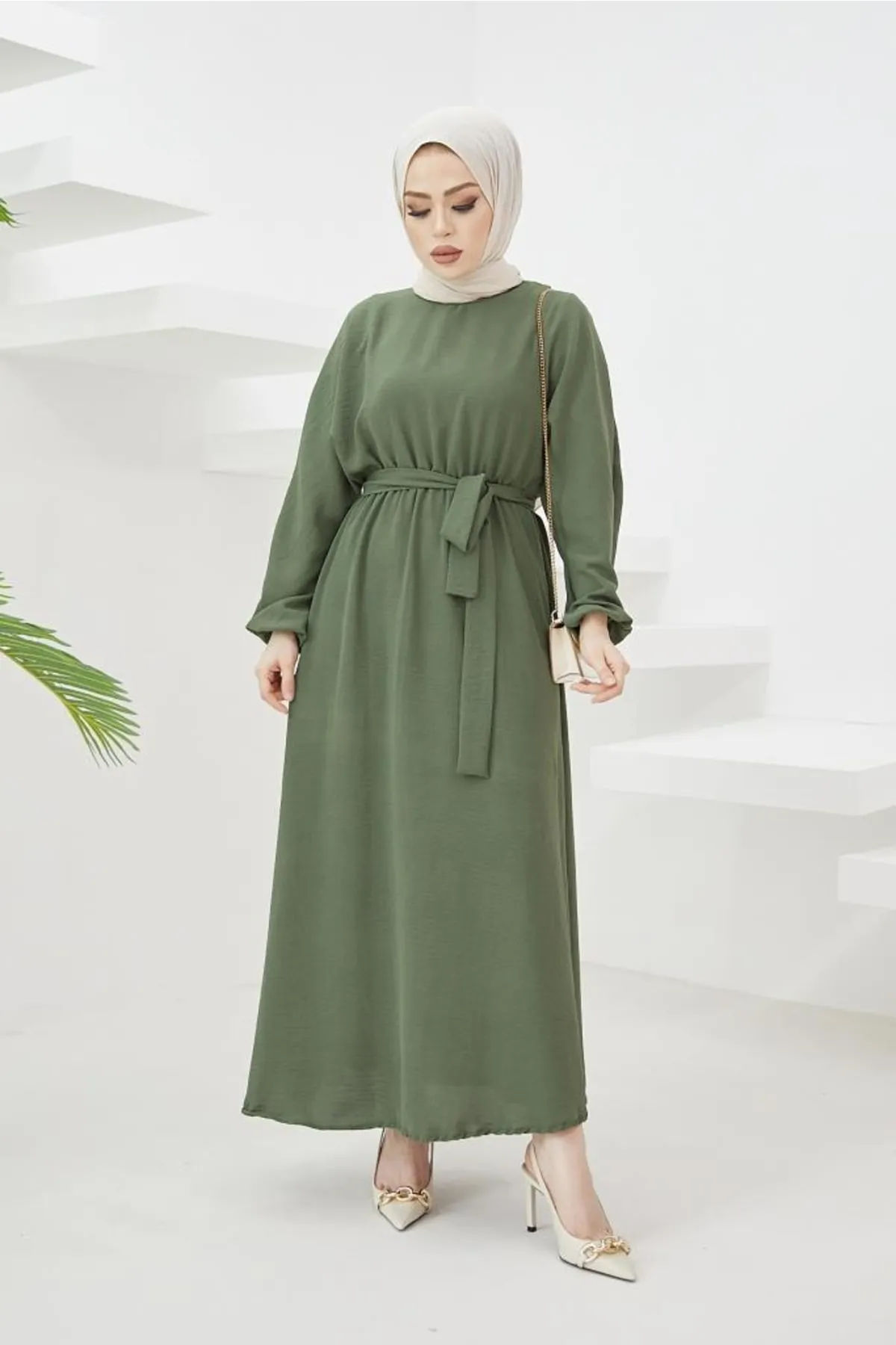 benguen  424-1aerobin Hijab-Kleid Khaki