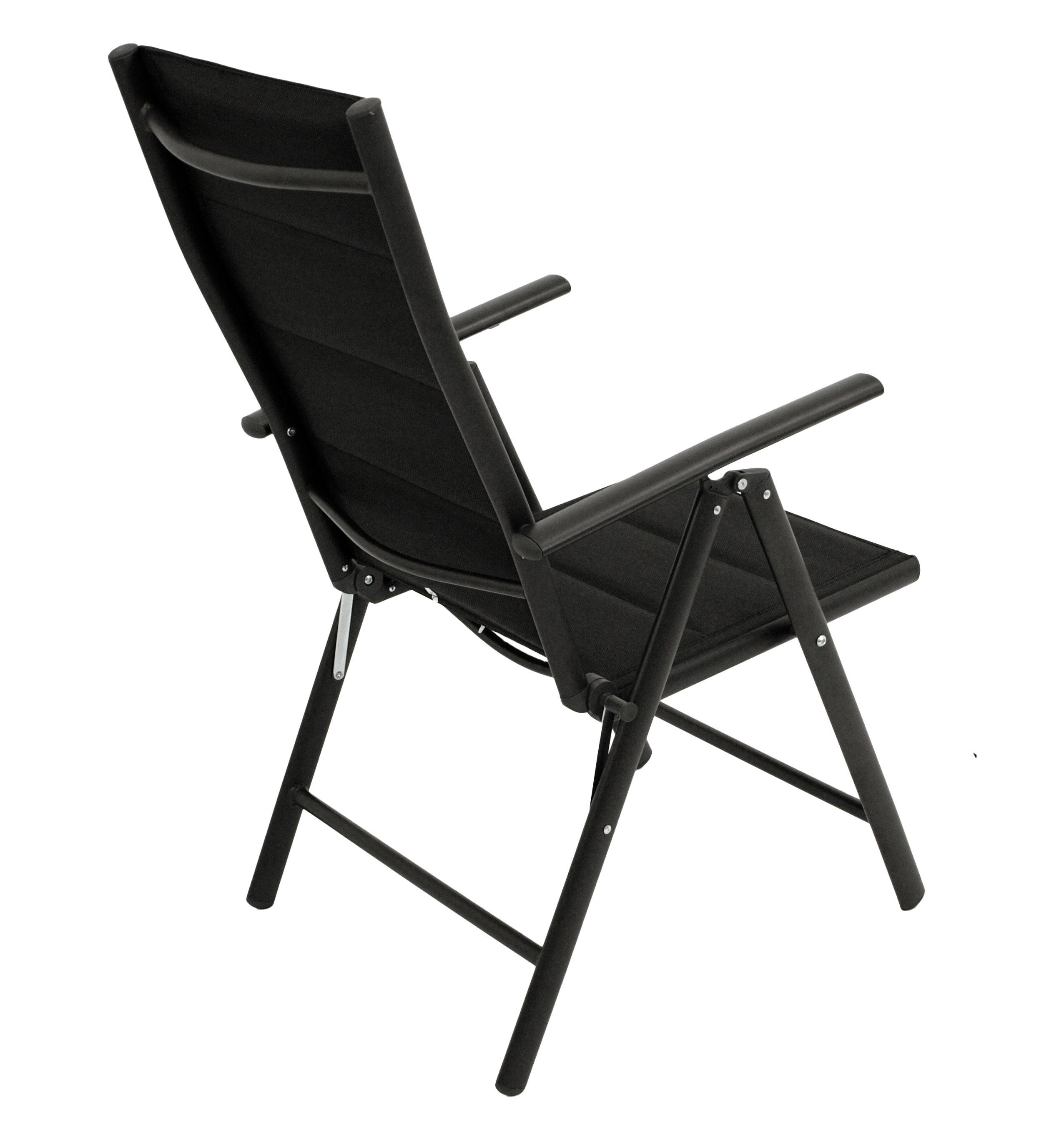 DEGAMO Gartensessel ALMERIA, klappbar, Alu anthrazit + Kunstgewebe gepolstert schwarz, wetterfest