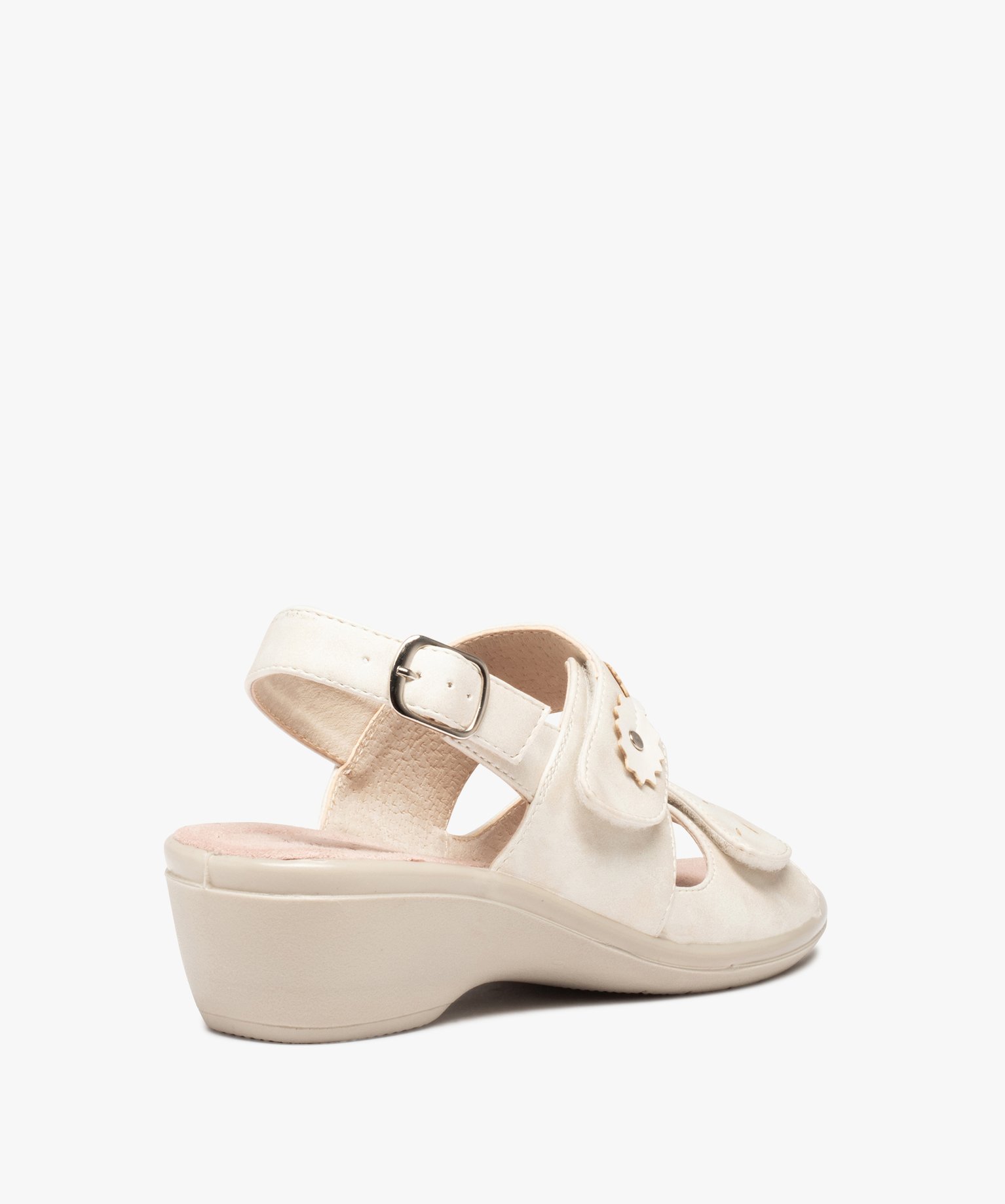 Sandales femme confort à talon et brides scratch noir | GEMO