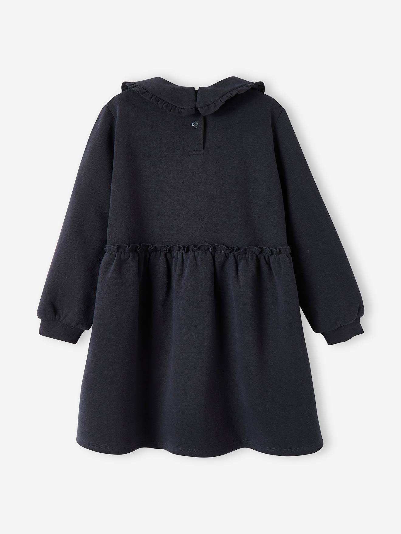 Robe en molleton col Claudine fille marine