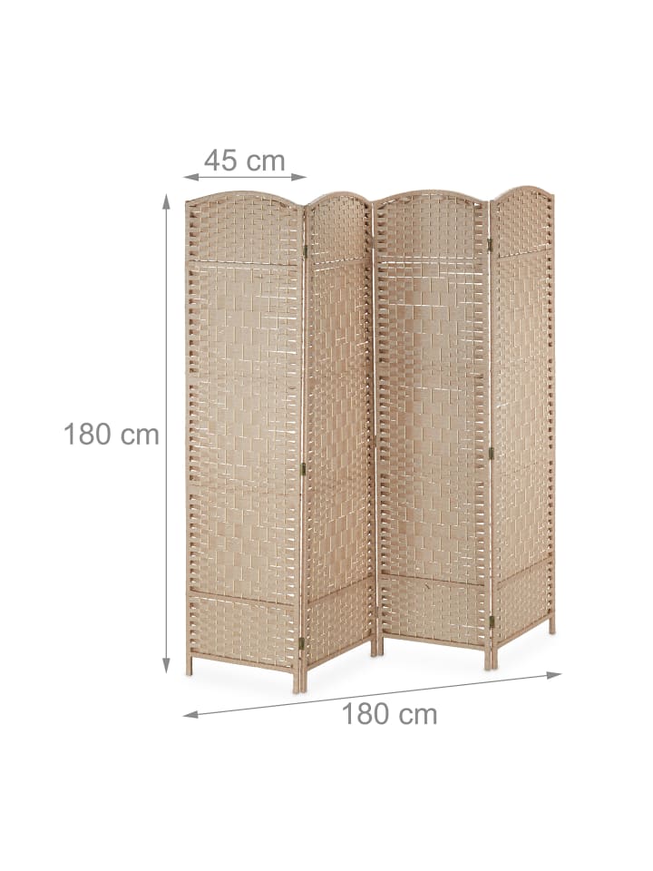 relaxdays Paravent in Natur - (B)180 x (H)180cm günstig kaufen onesize