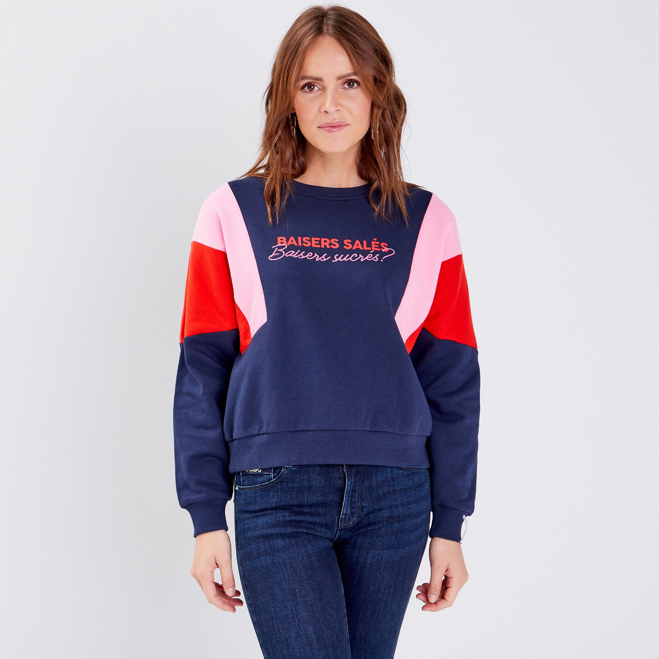 Sweat manches longues bleu marine femme | Cache Cache