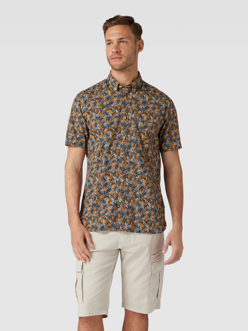 Freizeithemd mit Allover-Muster in blau
