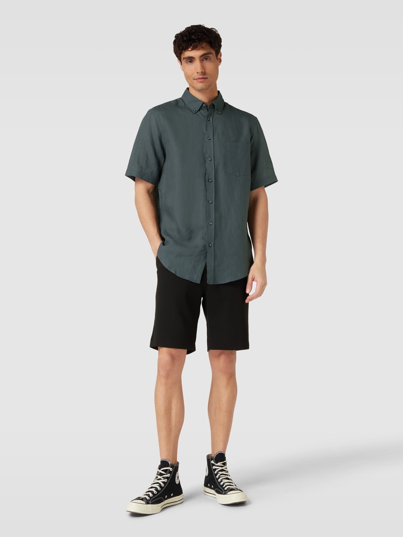 Freizeithemd mit Button-Down-Kragen in stein