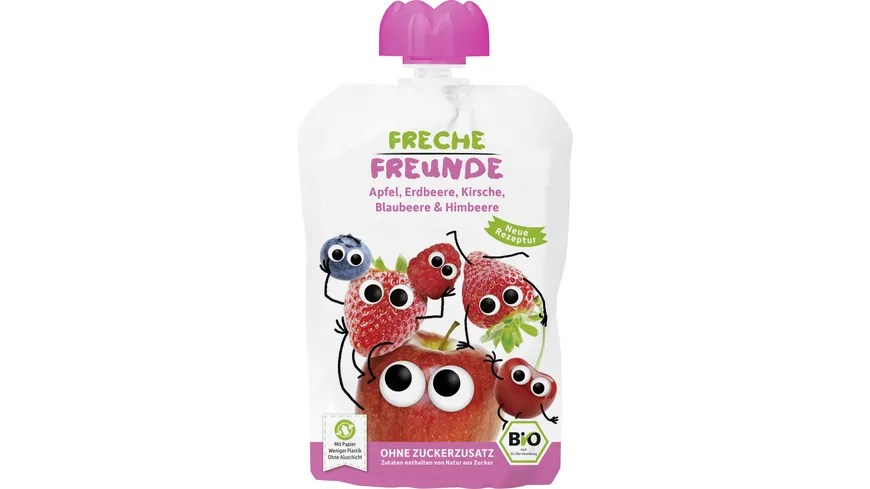 Freche Freunde Bio Quetschie 100% Apfel, Erdbeere, Blaubeere & Himbeere 100 g