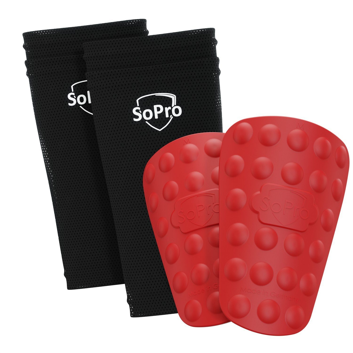 SoPro Schienbeinschutz Schienbeinschoner Fußball für Kinder & Erwachsene inkl. Socken