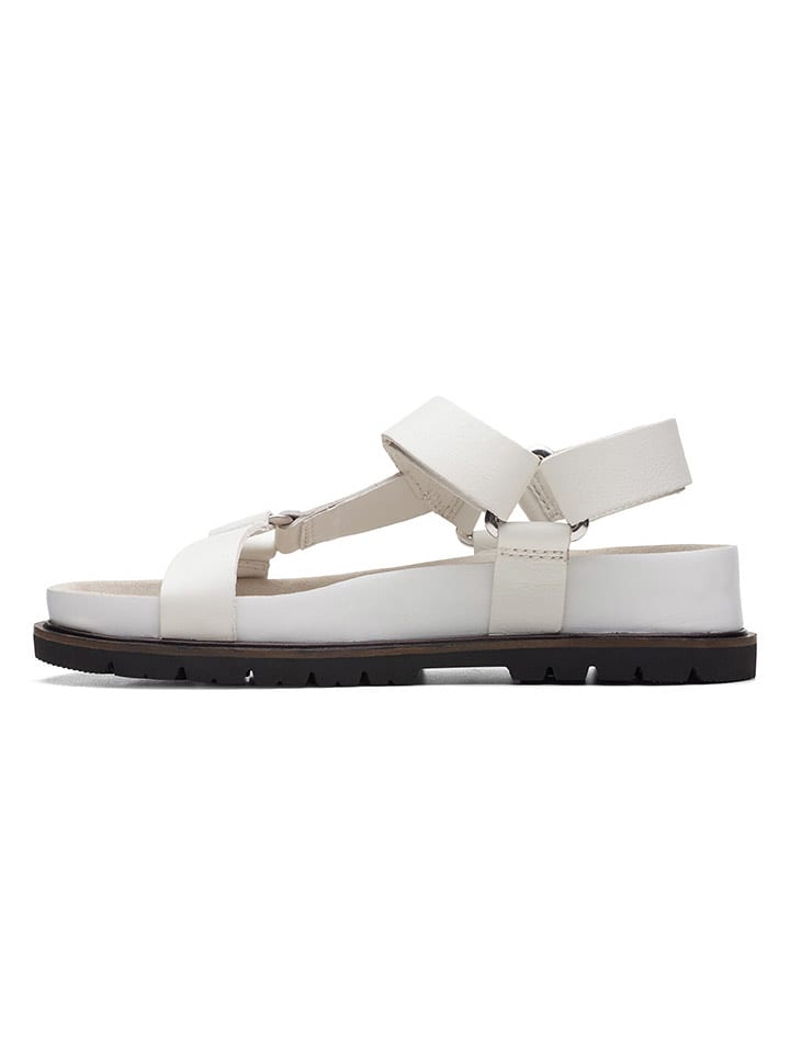 Clarks Leder-Sandalen in Weiß günstig kaufen