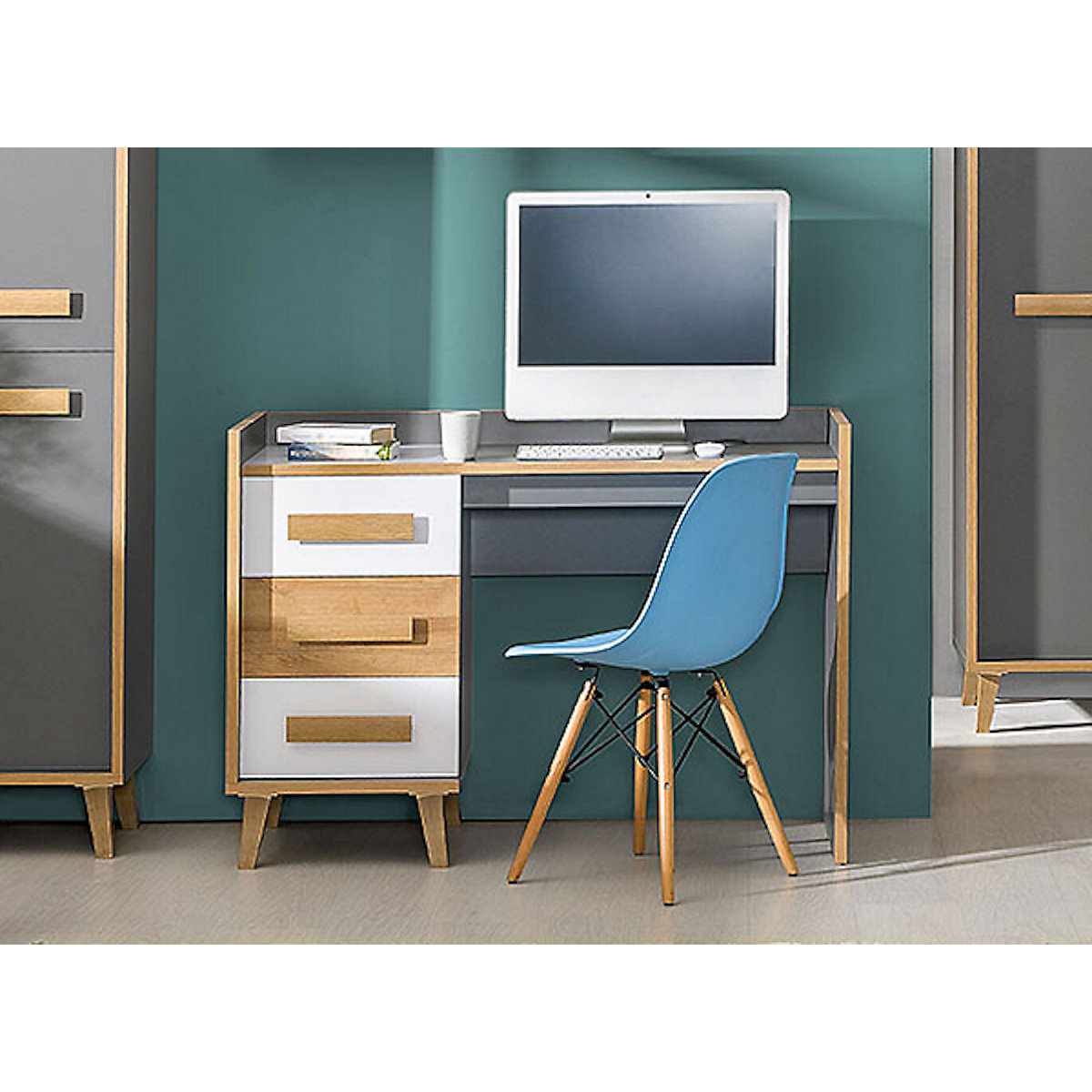 Schreibtisch Kinderschreibtisch Viso 120x55x85cm mit 3 Schubladen