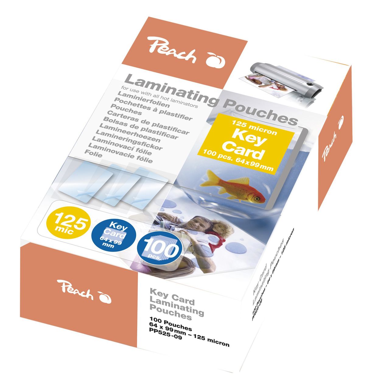 Peach Laminierfolien Key Card (64x99mm), 125 mic, glänzend, PP525-09, 100 Stk.
