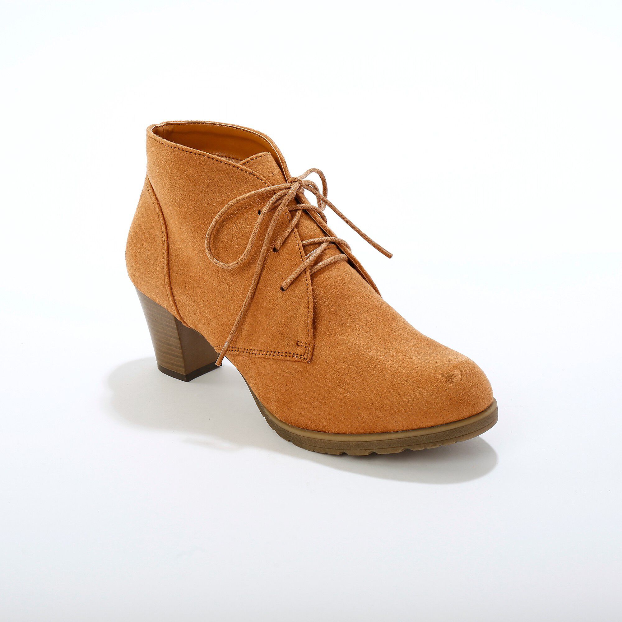 Low-boots à talon effet bois