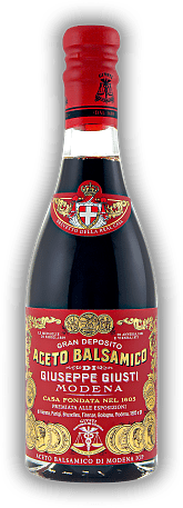 Giuseppe Giusti Aceto Balsamico Giusti 'il Denso' - rotes Etikett Giuseppe Giusti Aceto Balsamico Giusti 'il Denso' - rotes Etikett Balsamessig, ca. 12 Jahre gereift. 0,25	 Liter