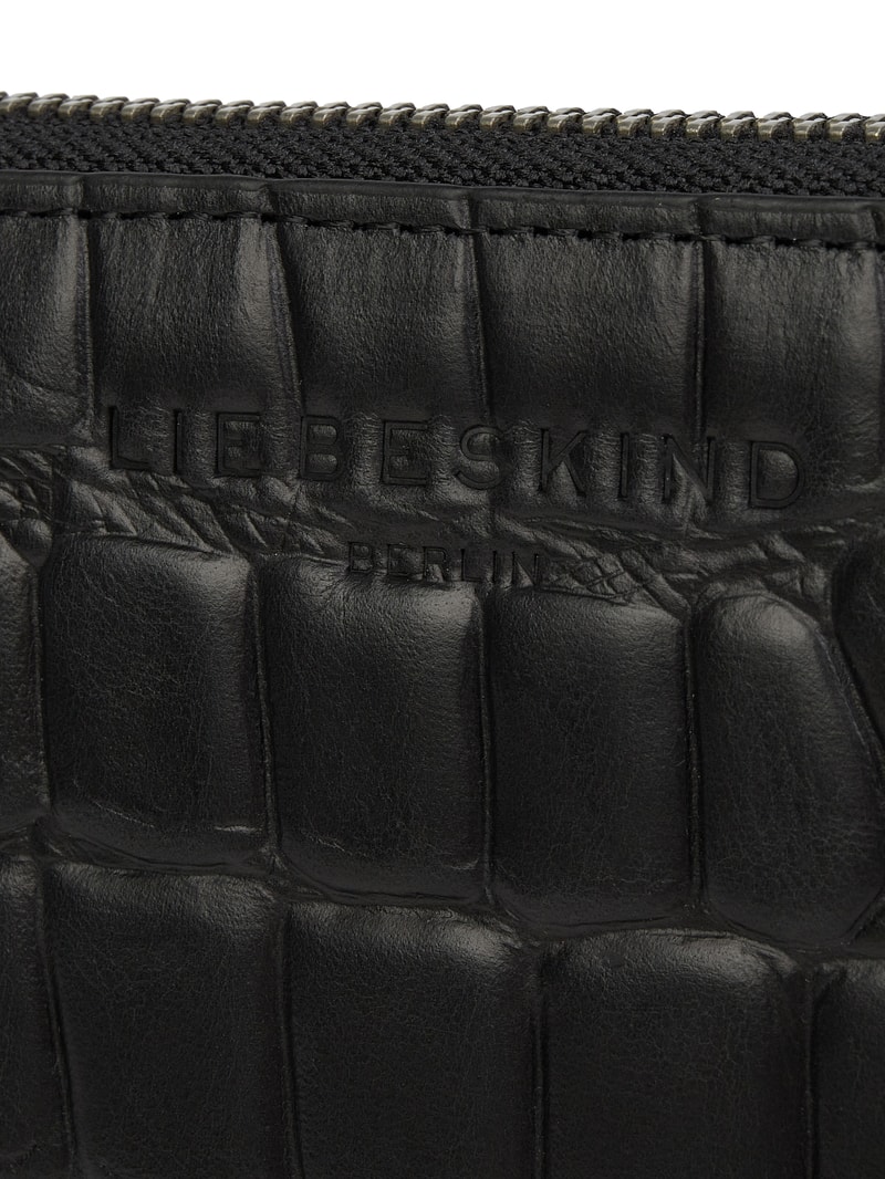 Portemonnaie aus Leder mit Label-Detail Modell 'Conny' in schwarz