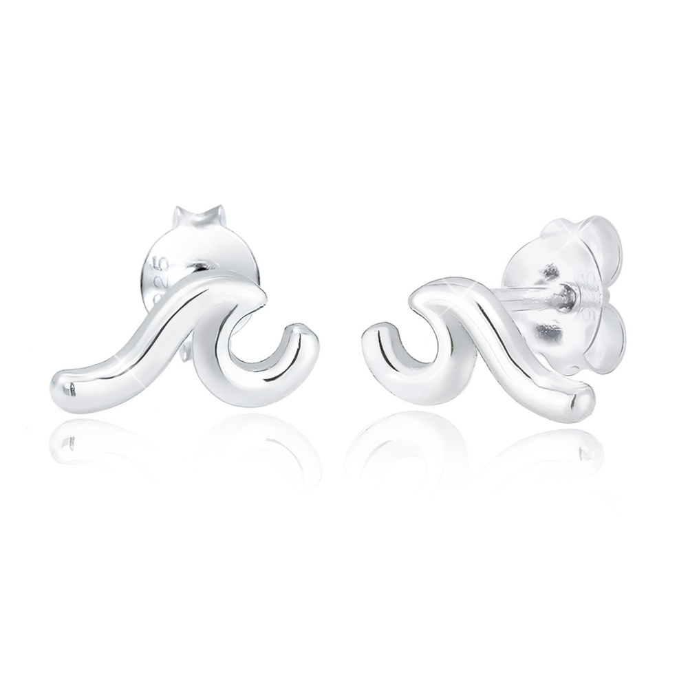 Elli Elli Boucles d'Oreilles Femmes Clous d'oreilles Vagues Tendance en Argent Sterlin Boucles d'oreilles