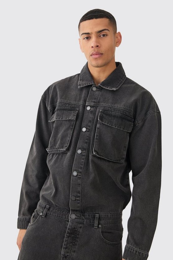 Oversize Denim-Boilersuit mit Cargo-Taschen