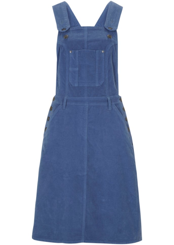 Latzkleid aus Stretch-Baumwoll-Cord, knieumspielend