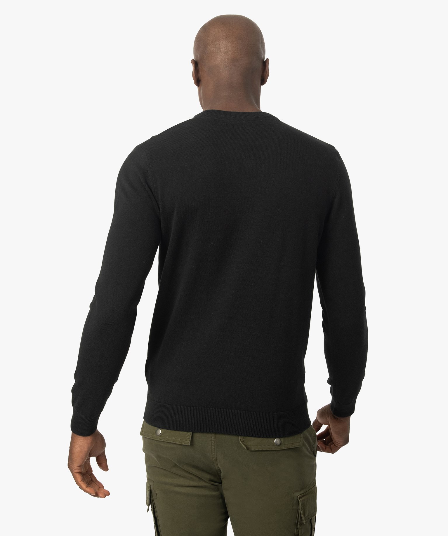 Pull homme à col V 100% coton biologique noir | GEMO