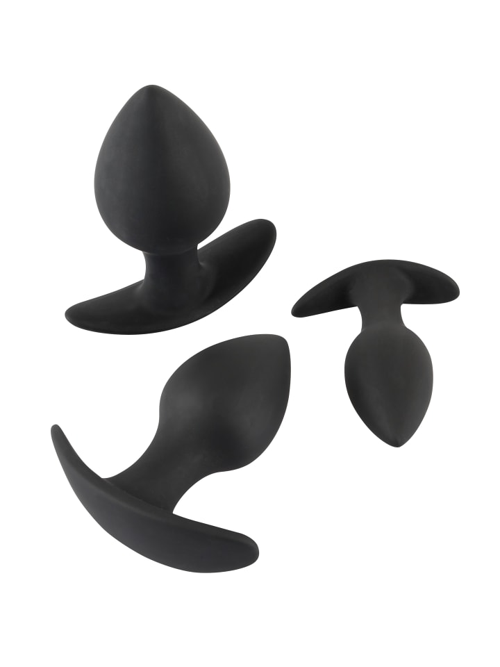 Black Velvets Analplug 3-teiliges Anal-Trainer-Set in schwarz günstig kaufen 10 cm