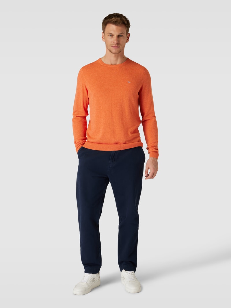 Strickpullover mit Rundhalsausschnitt in orange