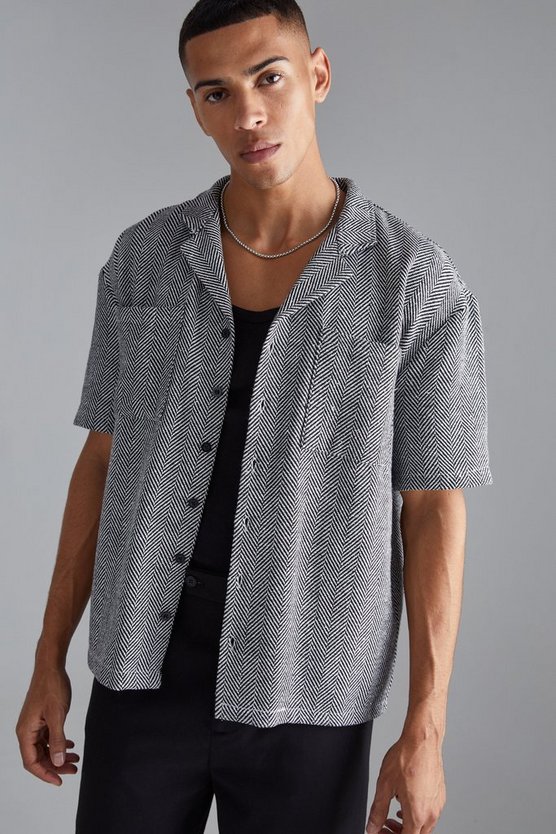 Kurzärmliges Jacquard-Hemd