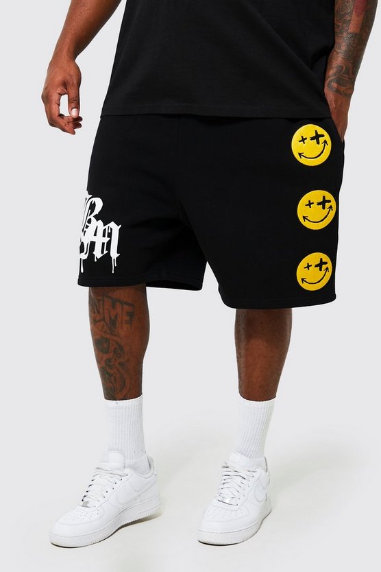 Plus Jersey-Shorts mit Bm-Applique