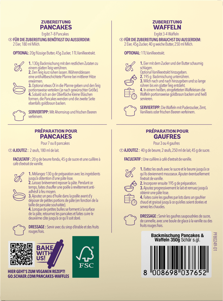 Backmischung Pancakes & Waffeln, glutenfrei, 350 g