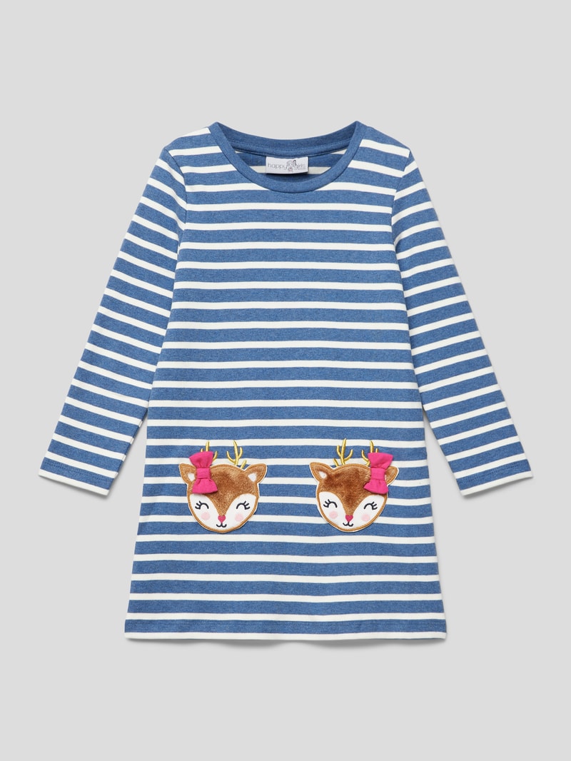 Knielanges Sweatkleid mit Streifenmuster in bleu