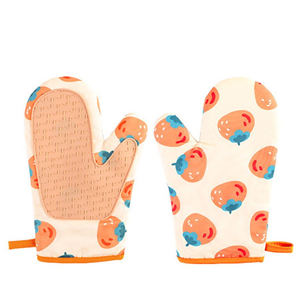 FIDDY Topfhandschuhe Silikon Ofenhandschuhe, hitzebeständige wasserdichte Handschuhe, (Anti-Verbrühungs-Koch- und Backtopflappen), flexible Ofenhandschuhe mit gestepptem Futter, 1 Paar,(Pfirsich).