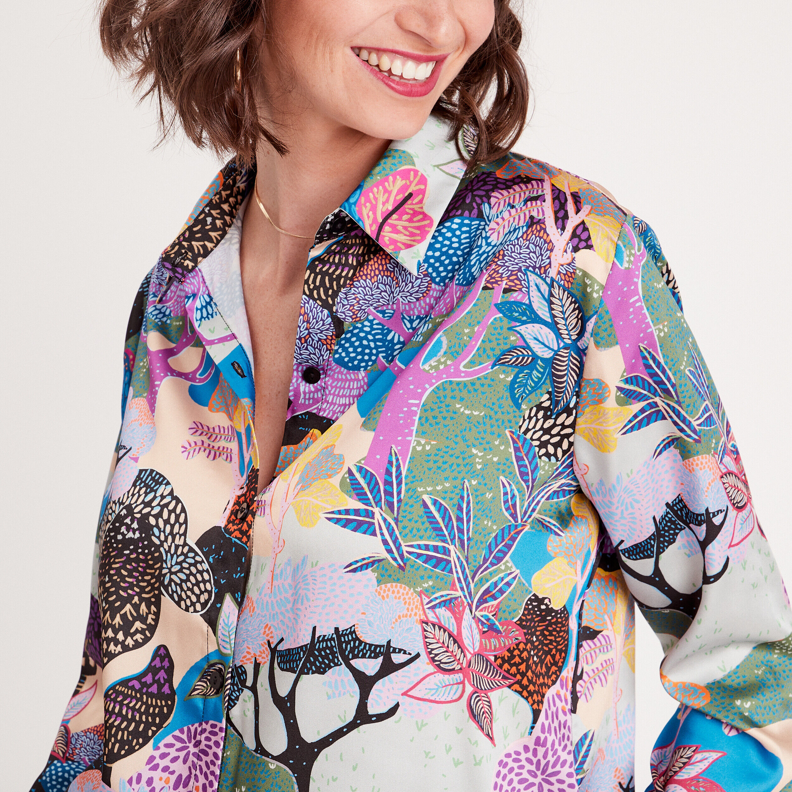 Chemise satin manches longues parme femme | Cache Cache