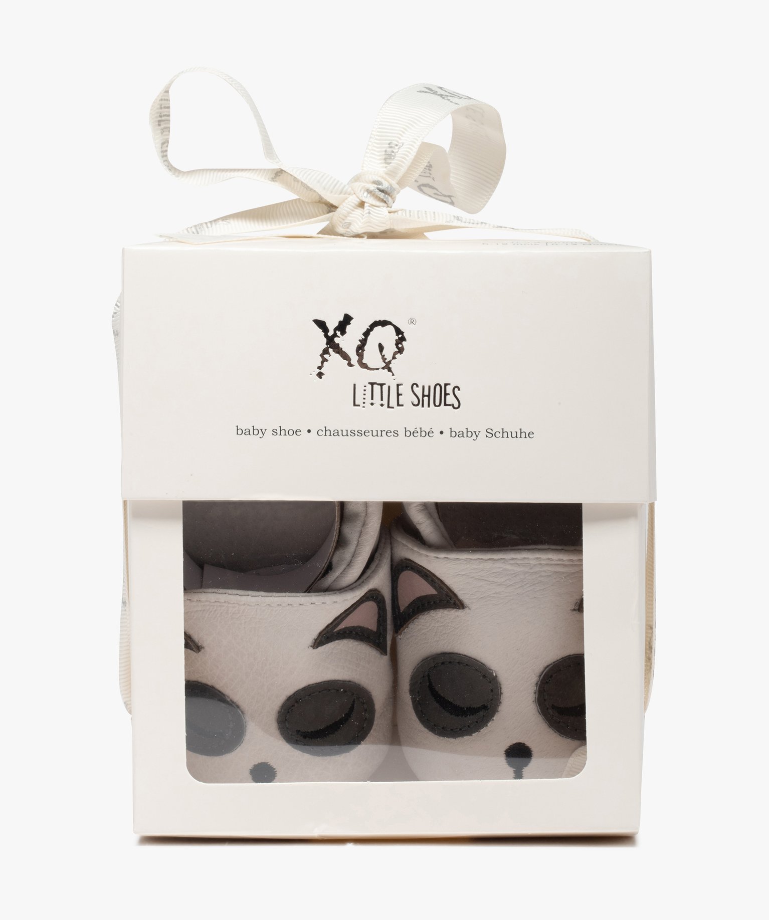 Chaussons de naissance bébé en cuir motifs animaux gris | GEMO