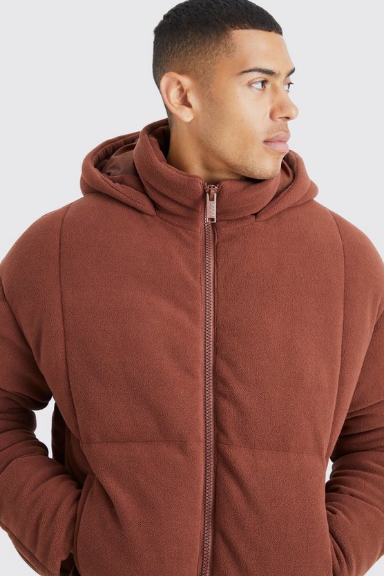 Fleece-Steppjacke mit Kapuze