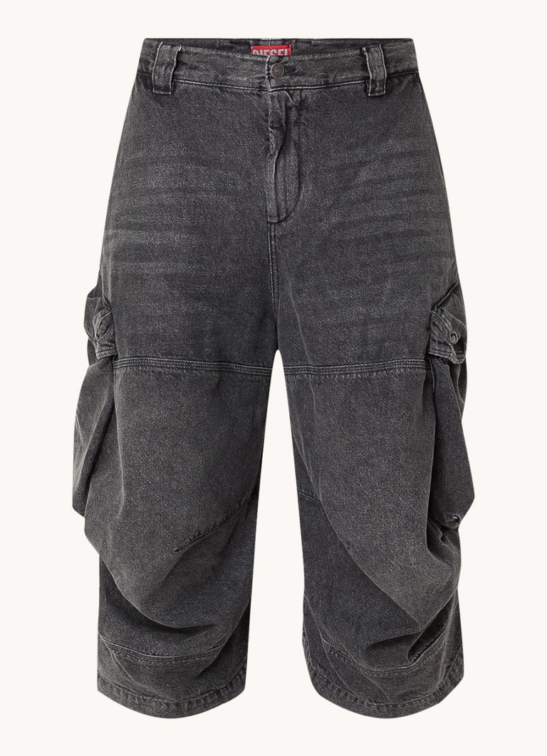 Pantaloni scurți cargo Diesel D-Arne cu croială largă în denim spălat colorat