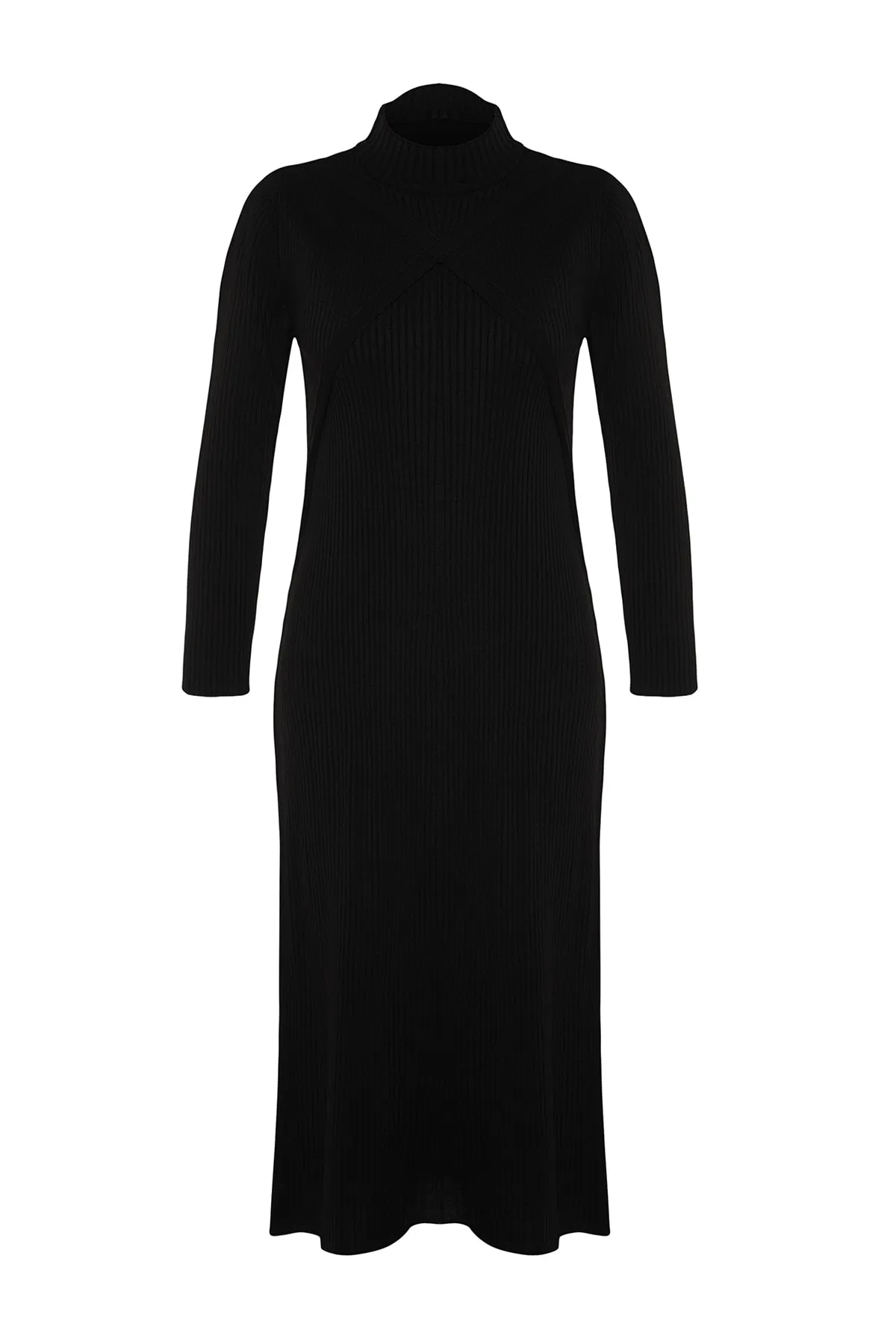 Trendyol Modest  Schwarzes, zweireihiges Bolero-Strickkleid mit Details TCTAW24EB00011