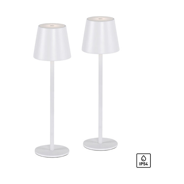 LED-Akku-Tischleuchte Buria, 2er Set, weiß