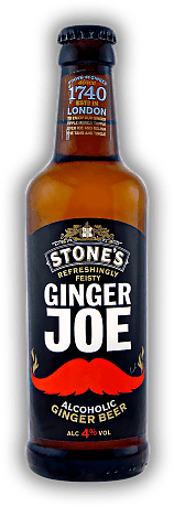 Stone's Ginger JOE Ginger Beer Stone's Ginger JOE Ginger Beer Das Original mit dem typischen Schnäuzer auf dem Etikett. 0,33	 Liter - Vol 4%