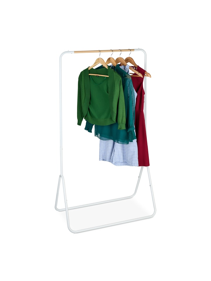 relaxdays Kleiderständer in Weiß/ Natur - (B)81 x (H)144 x (T)44 cm günstig kaufen onesize